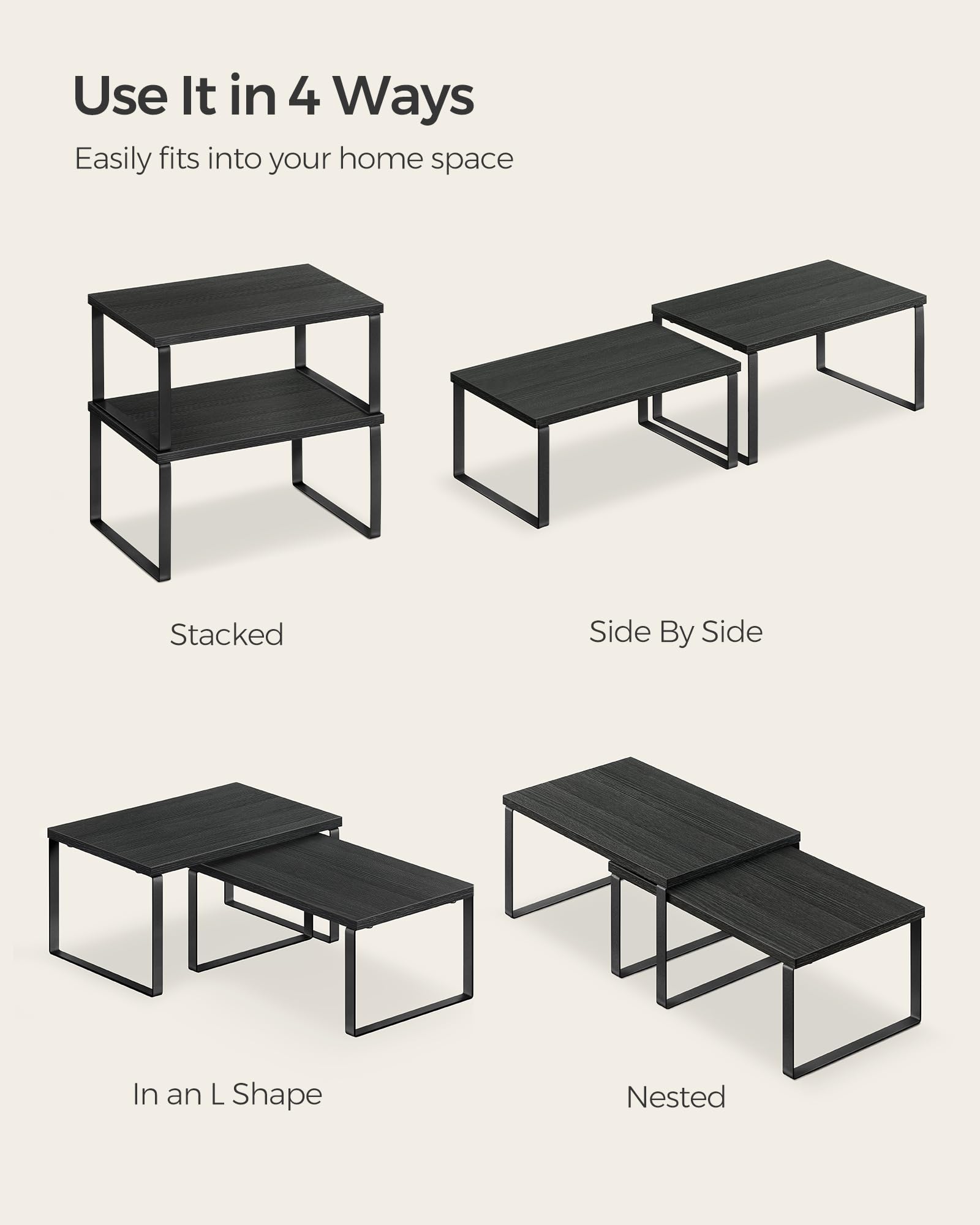 SongMics bathroom storage shelf in charcoal black adds neat storage space.
