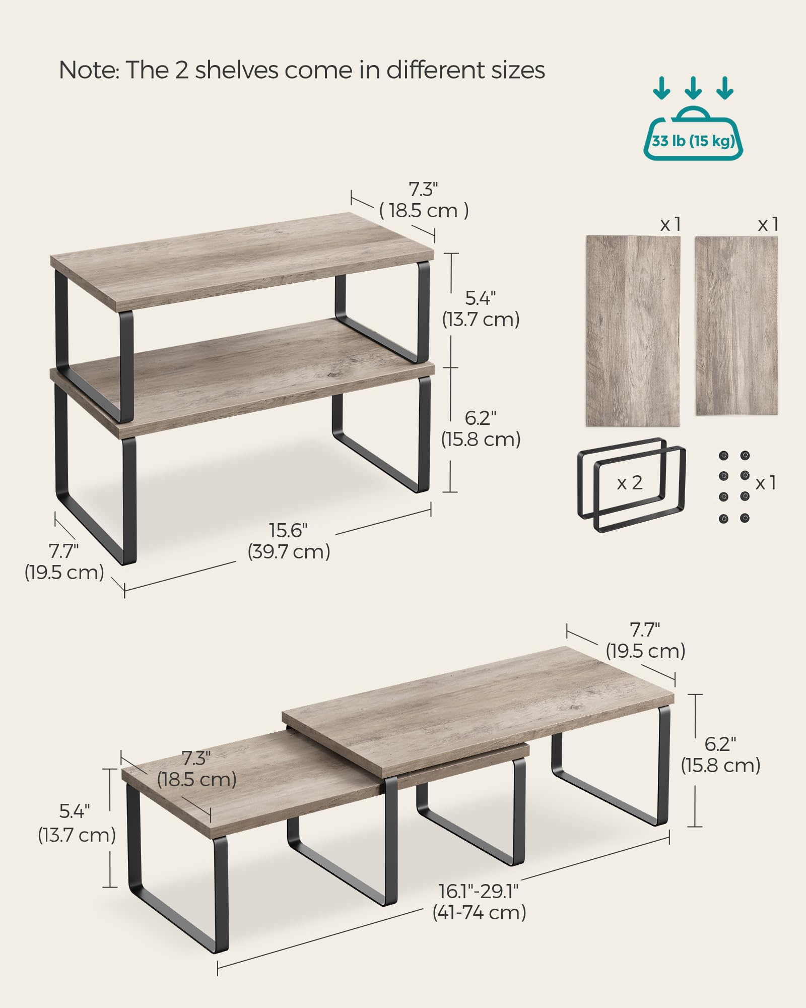 SONGMICS bedroom desk shelf supports tidy daily items with easy access.