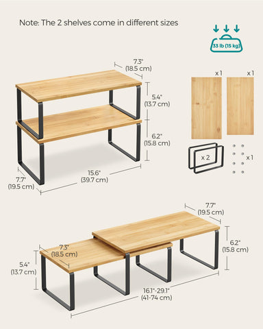 Songmics cabinet organizer on counter in natural beige streamlines pantry setup and access