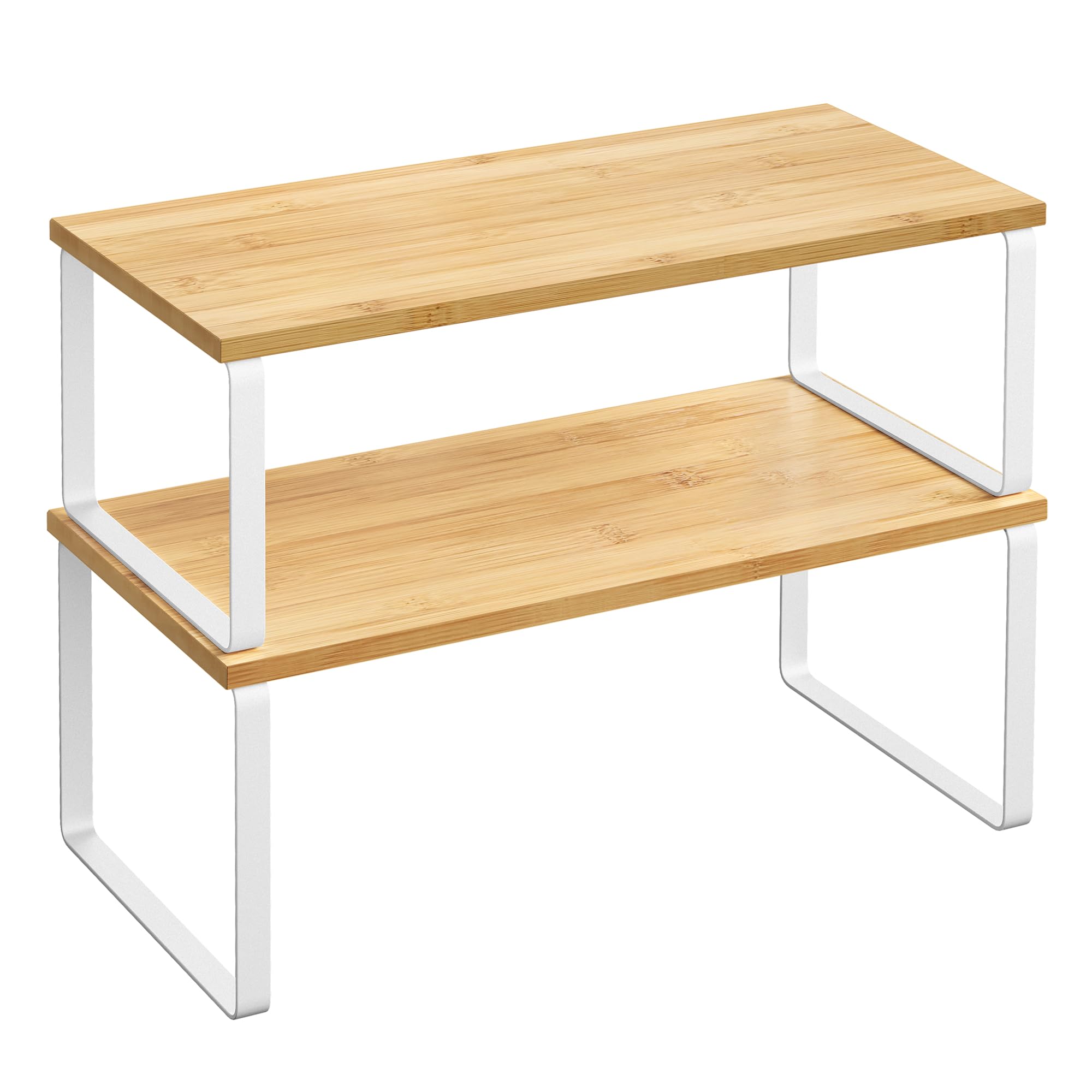 SONGMICS cabinet organizer shelf 2-pack in cloud white natural beige for tidy kitchen storage