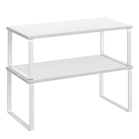 Songmics cabinet organizer shelf 2-pack in cloud white keeps spices neatly visible and accessible.