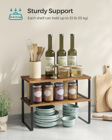 Songmics adjustable configuration shelf adapts to your kitchen layout for snug fitting