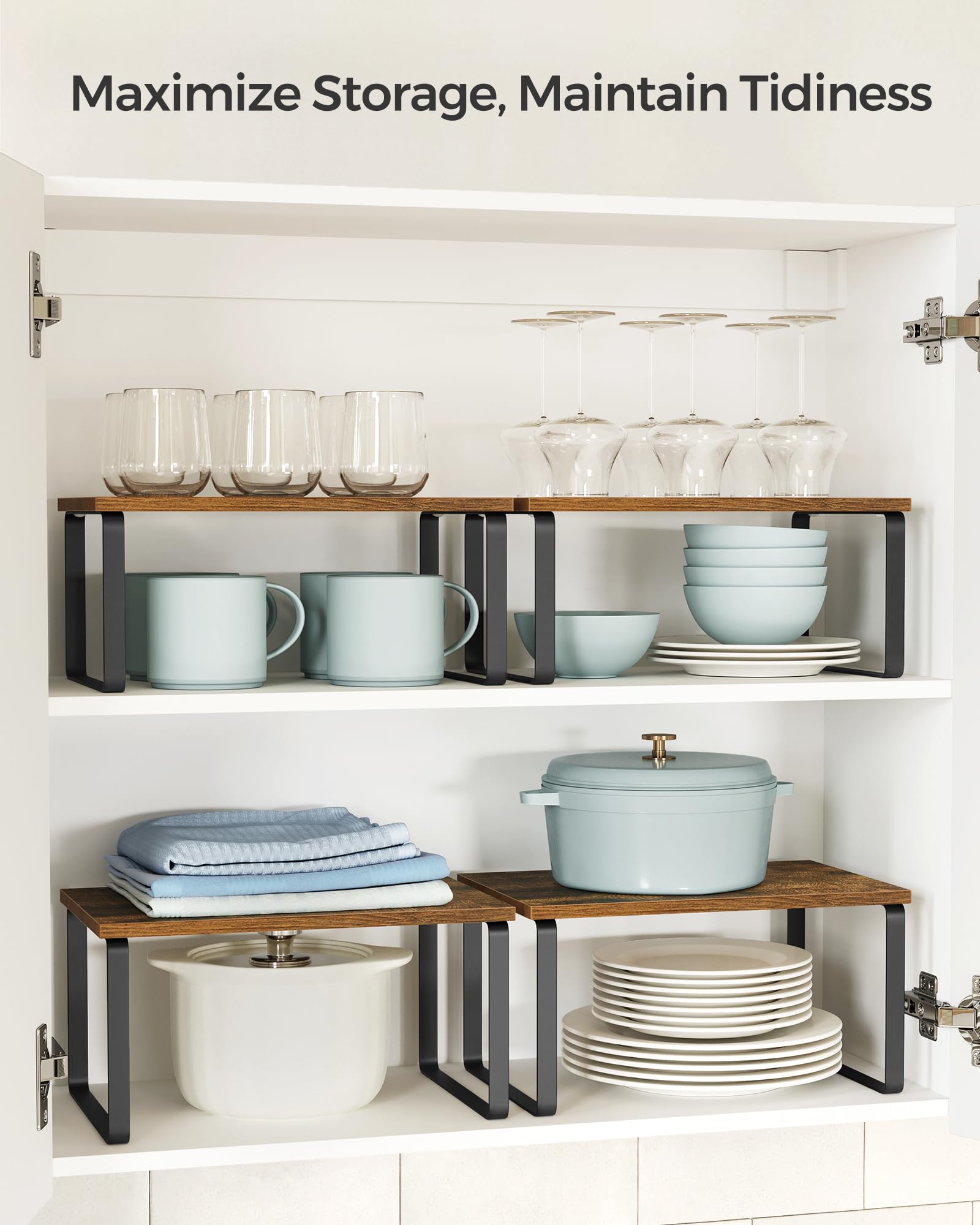 SONGMICS black metal frame shelves complementing ink-black rustic-brown finish