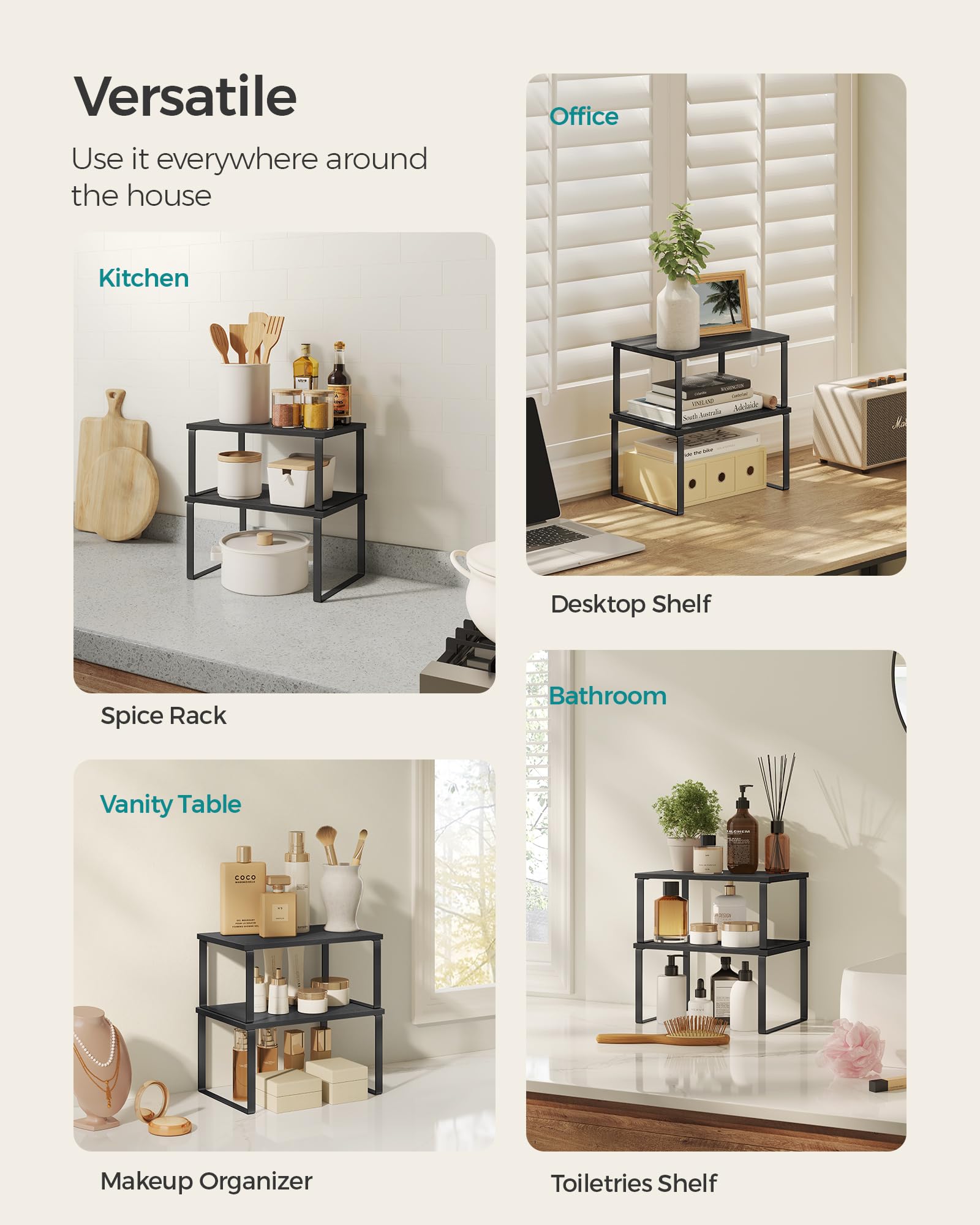 SONGMICS compact storage solution maximizing countertop workspace