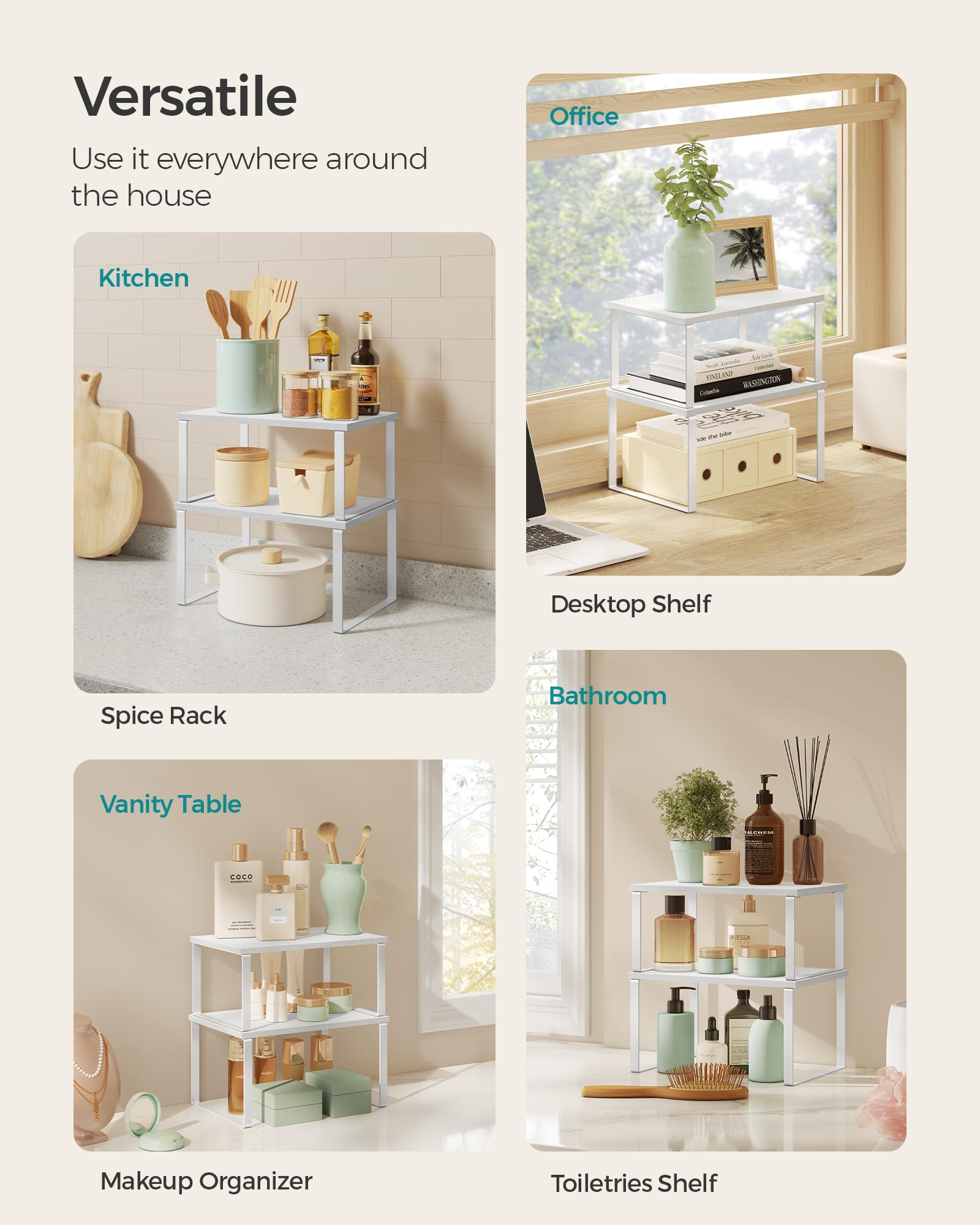 SONGMICS cabinet organizer shelf used as a dining room centerpiece storage