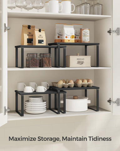 SONGMICS four-shelf unit used as spice rack and small appliance organizer