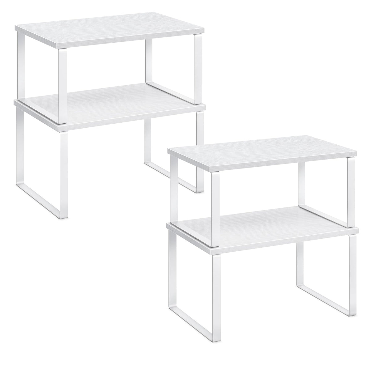 SONGMICS cabinet organizer shelf – top view shows durable metal frame and wood top for spice storage