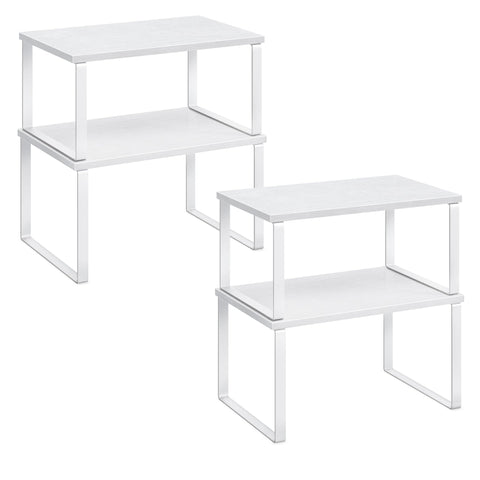 SONGMICS cabinet organizer shelf – top view shows durable metal frame and wood top for spice storage