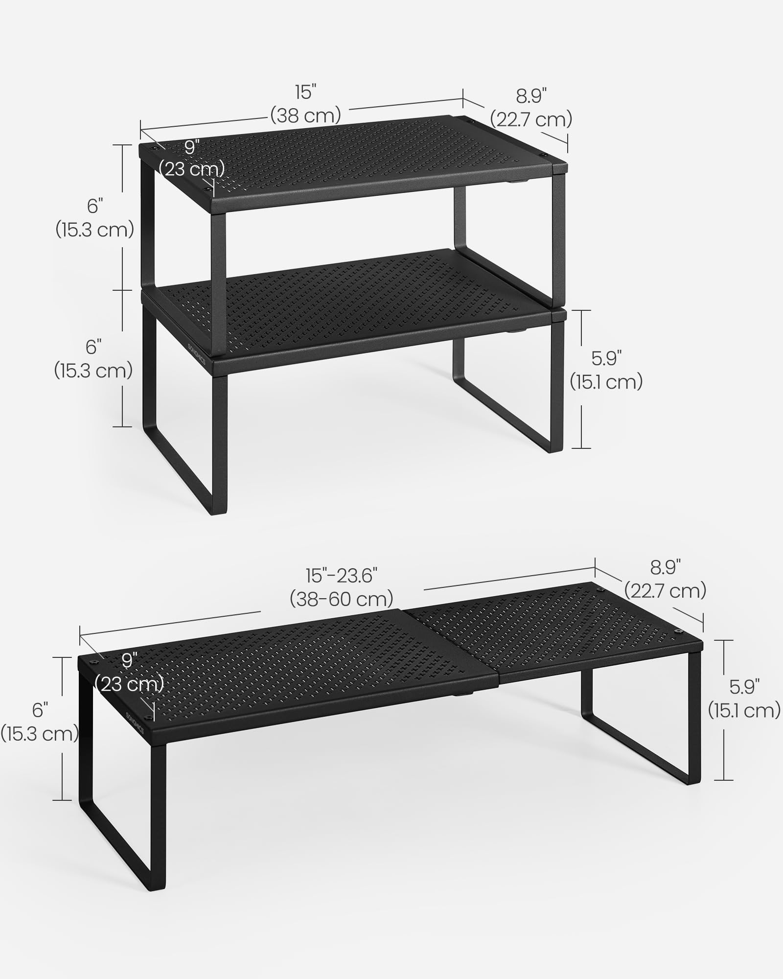 SONGMICS stackable cabinet organizers maximize vertical storage