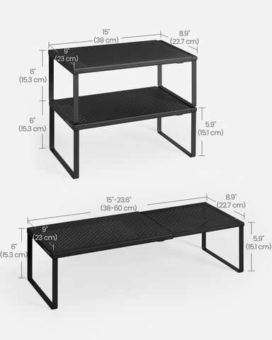 SONGMICS stackable cabinet organizers maximize vertical storage
