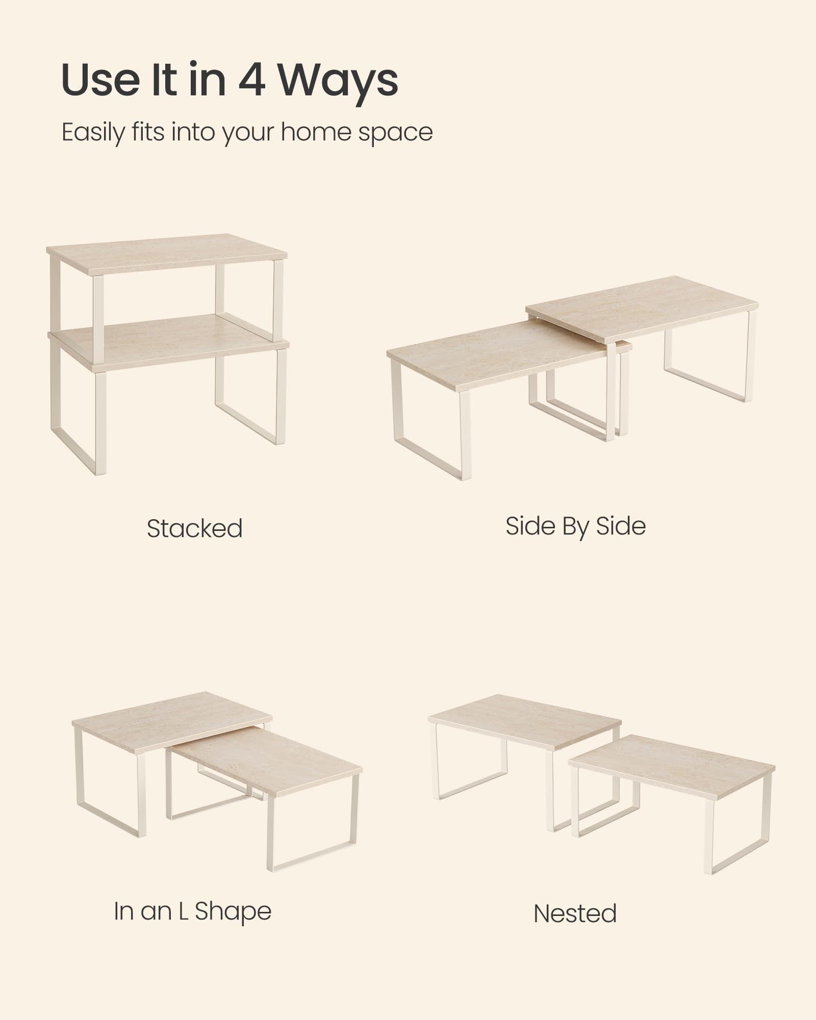 SONGMICS dining room display shelves showing versatile storage use