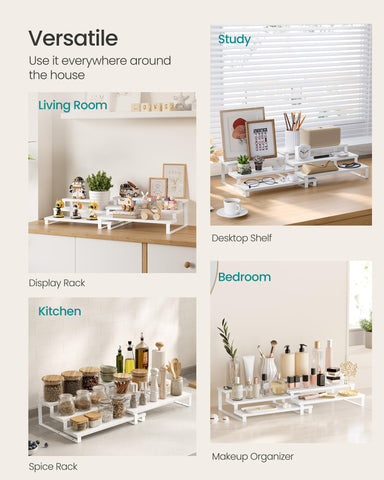 Songmics display risers in action as spice, perfume, or dessert organizer.