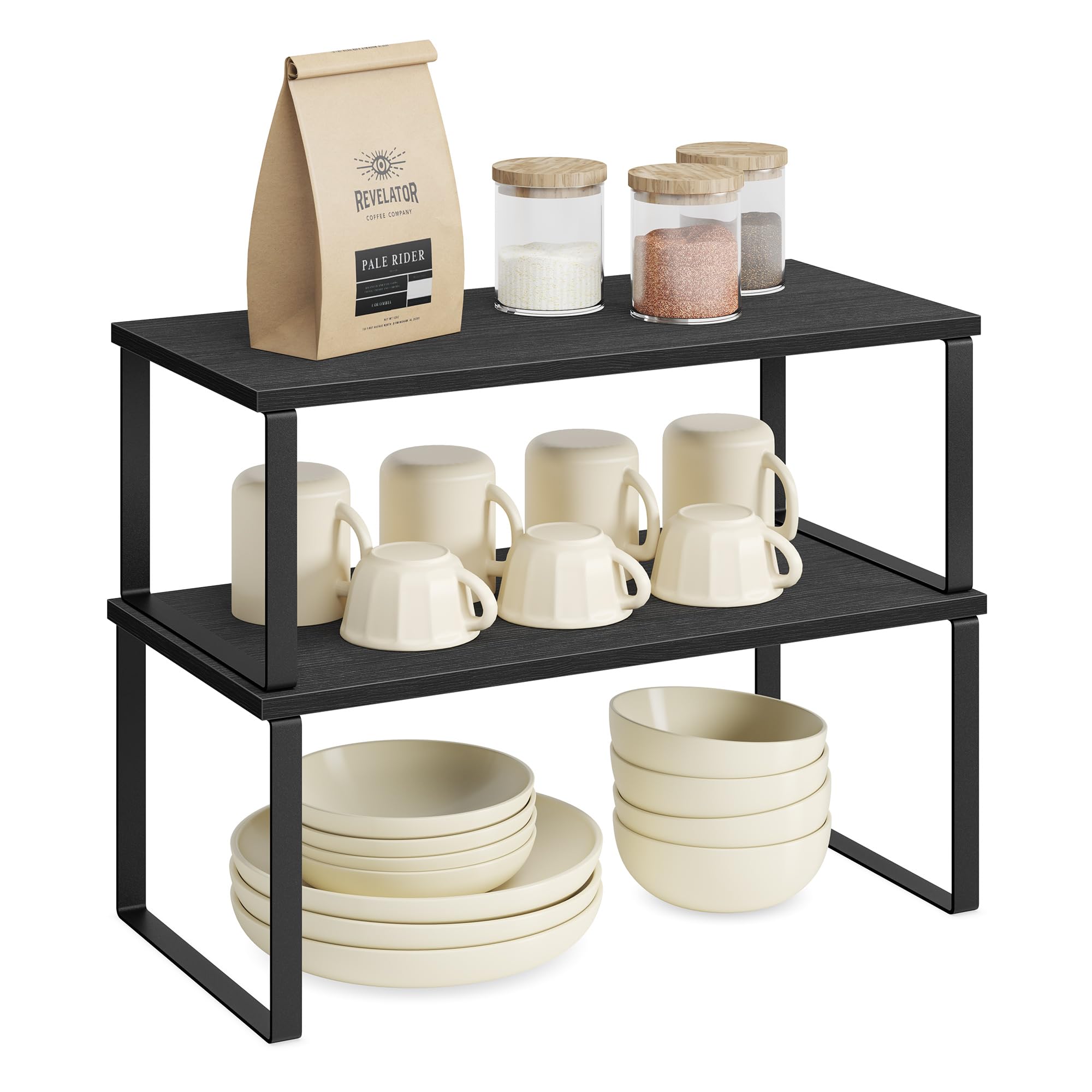 Songmics easy assembly cabinet shelves shown with instructions