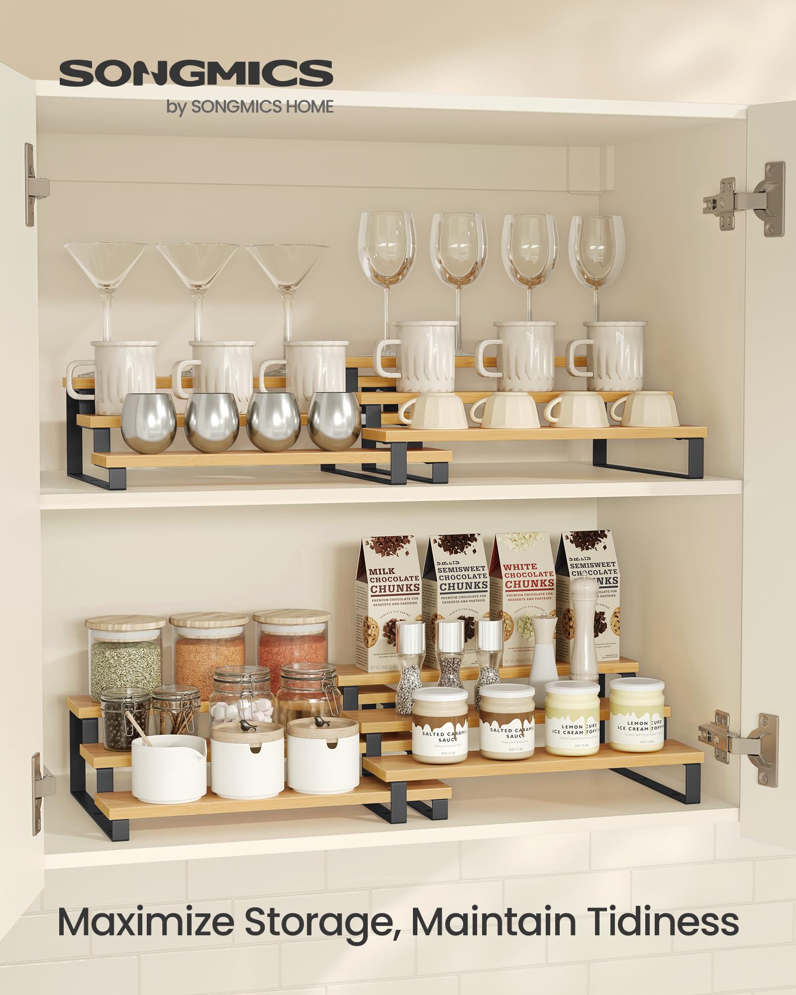 SONGMICS engineered wood perfume organizer stand highlights fragrances with sturdy support