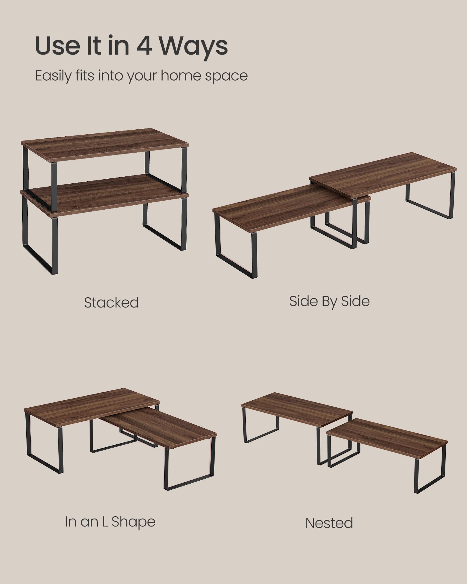 SONGMICS expandable design adapts to space with optional L-shape configuration.