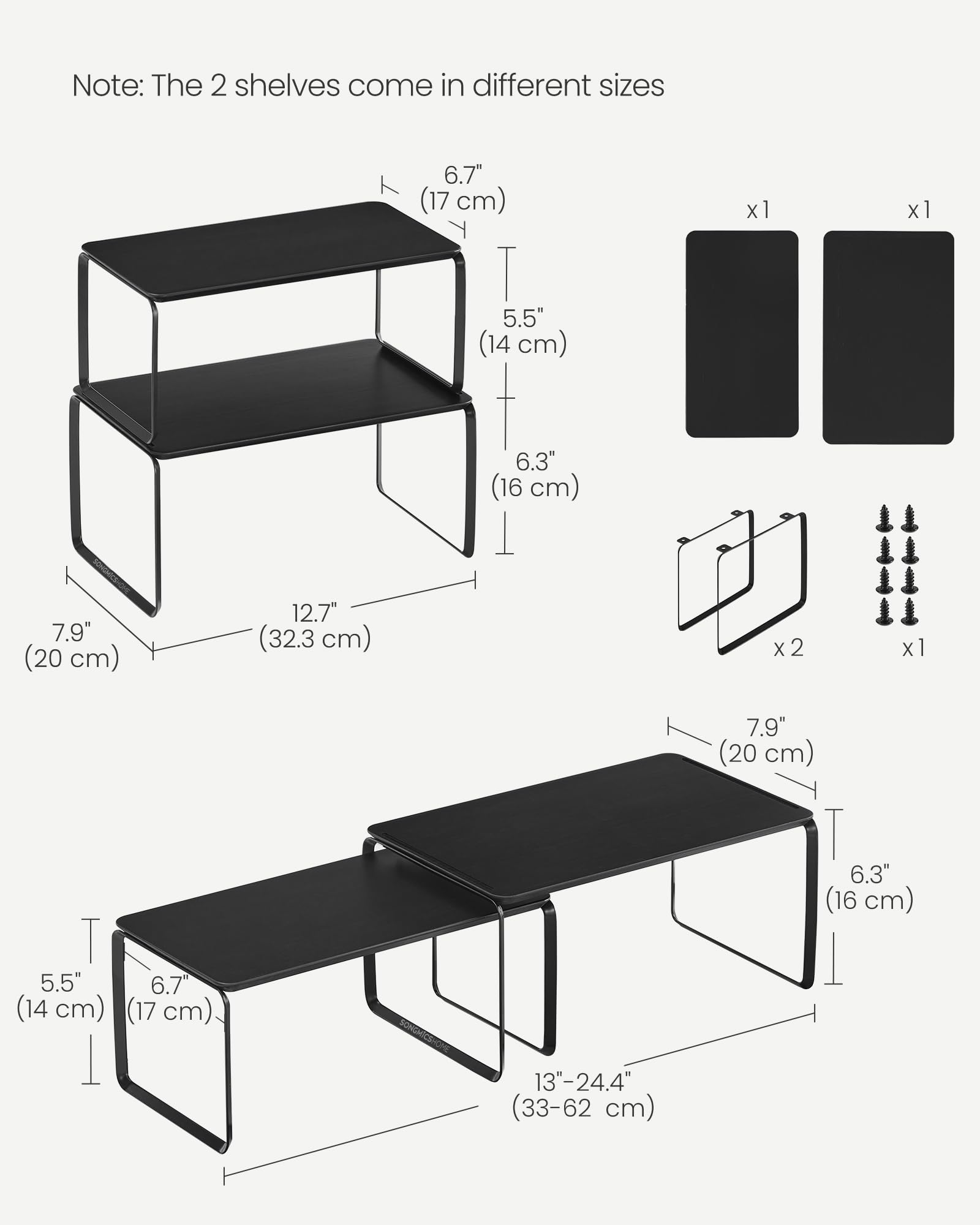 SONGMICS HOME two shelves stacked for flexible kitchen layout