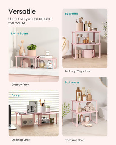 Songmics kitchen storage with jelly pink finish adds a soft pop to countertops.