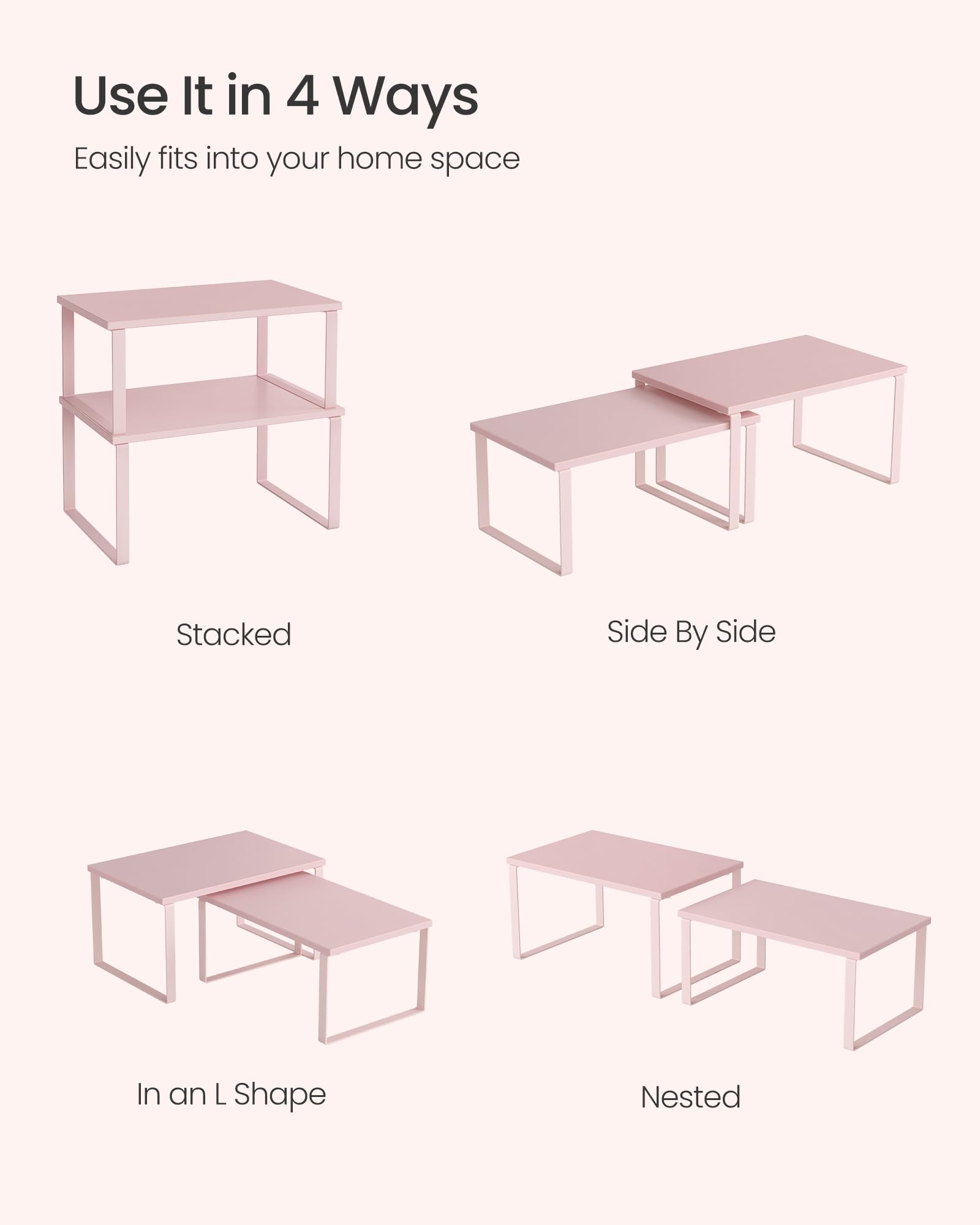 Songmics shelf duo uses metal and engineered wood for durable support.