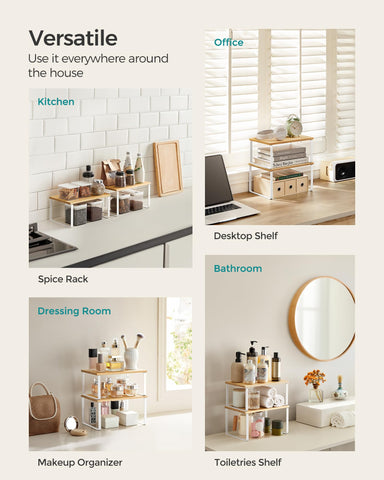 SONGMICS metal and engineered wood construction, sturdy shelves for heavier items.