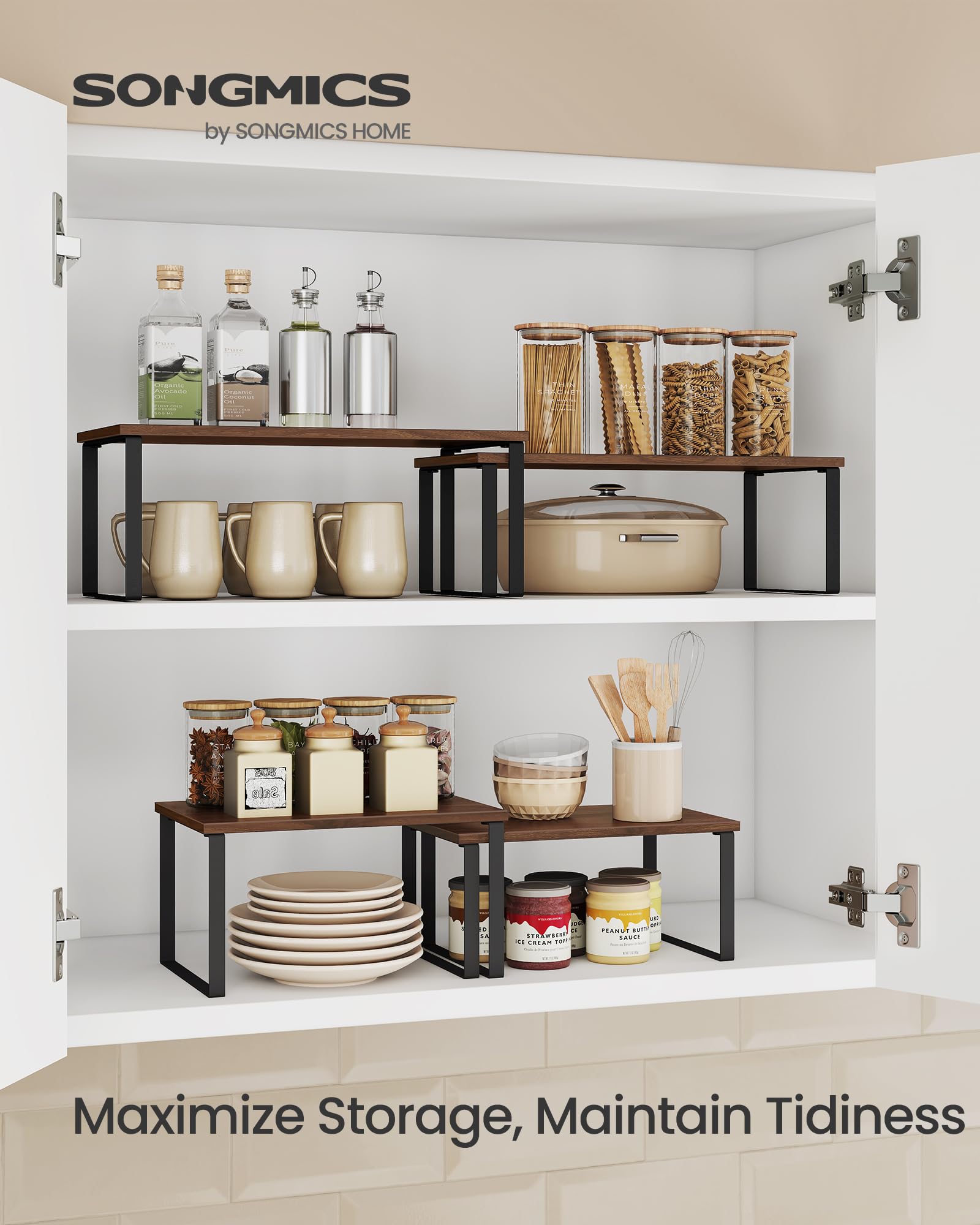 SongMics natural walnut finish highlights the durable engineered wood and metal construction.
