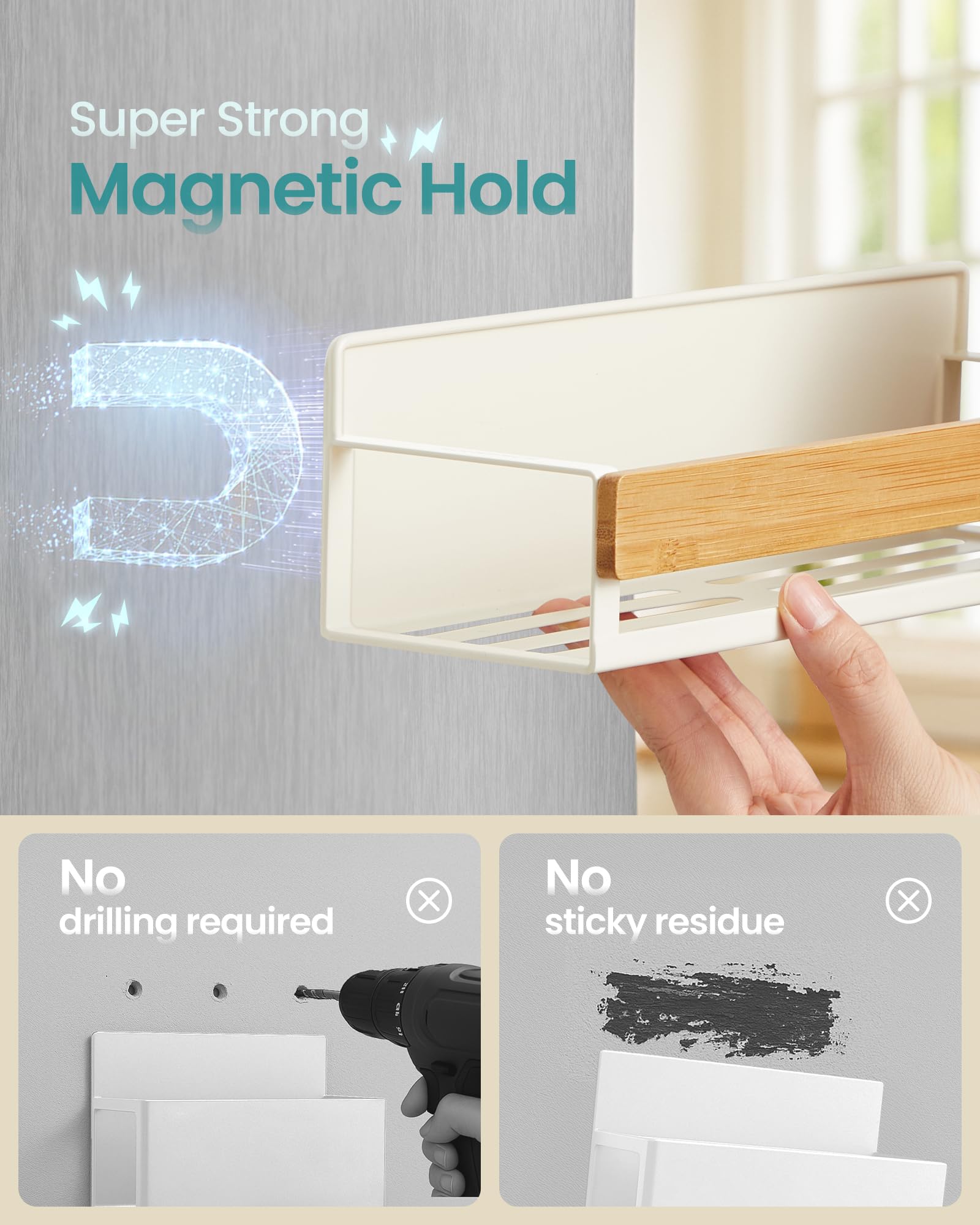 Songmics bamboo front panel detail adds contemporary style and visibility