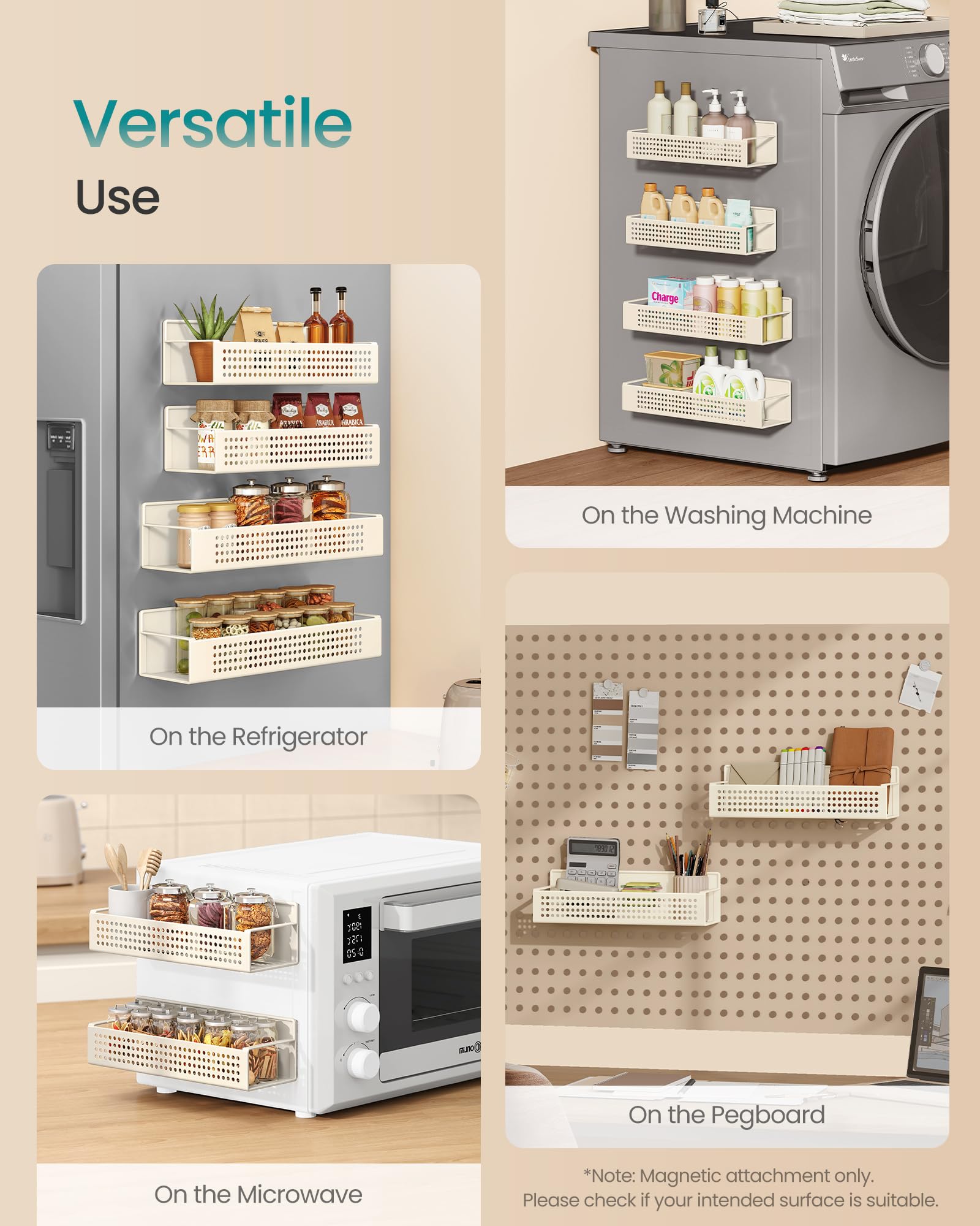SONGMICS mounted on washing machine demonstrates versatile stick-on installation.
