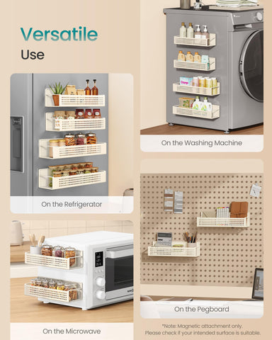 SONGMICS mounted on washing machine demonstrates versatile stick-on installation.