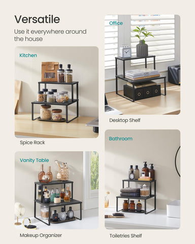 SONGMICS Spice Racks shown on countertop provide a practical display.