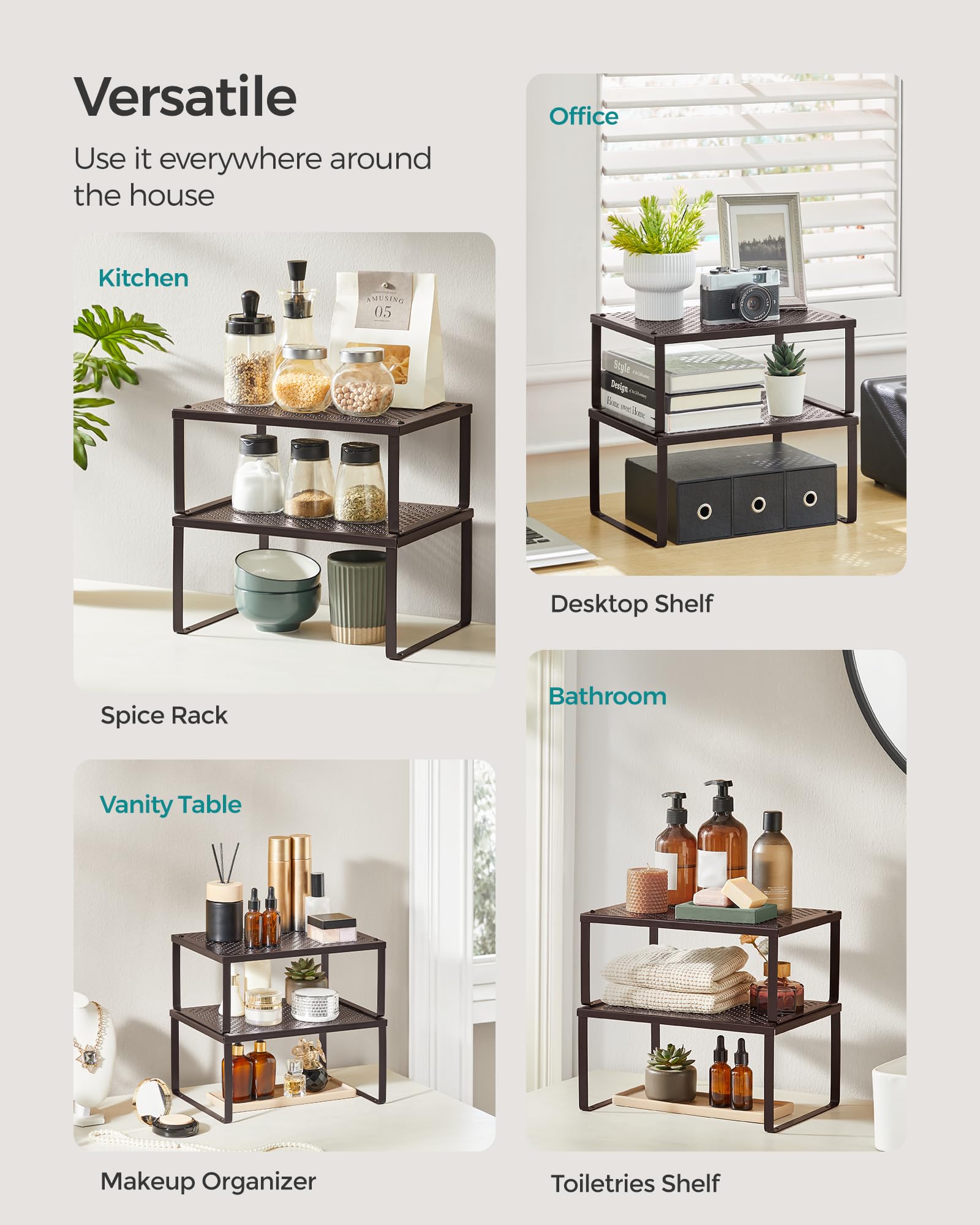 SONGMICS Spice Racks heavy-duty shelves hold 22 lb each