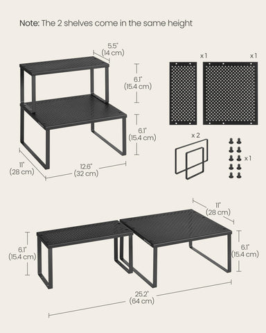 SONGMICS Spice Racks heavy-duty shelves support up to 22 lb and 35 lb.