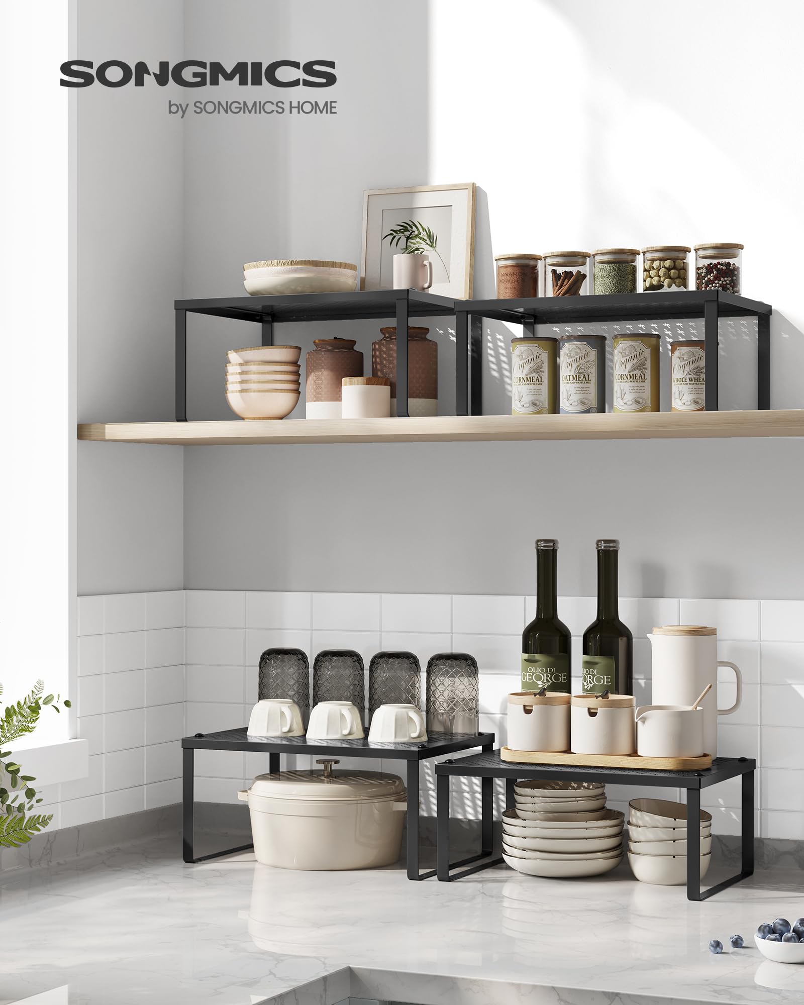 SONGMICS Spice Racks perforated panels add stylish organization