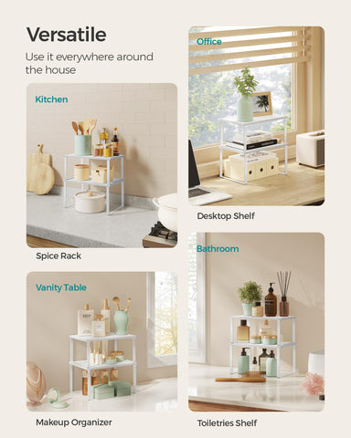 SONGMICS stackable expandable design fits tight spaces for enhanced kitchen organization