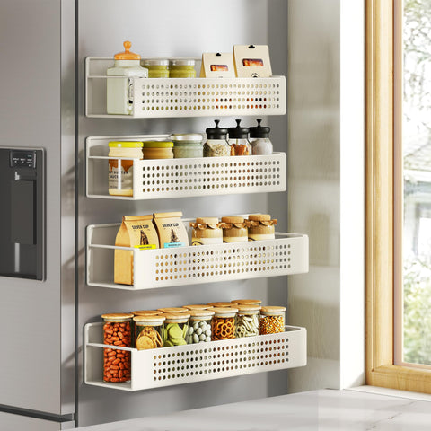 SONGMICS strong magnetic spice rack on fridge keeps spices organized and within easy reach.