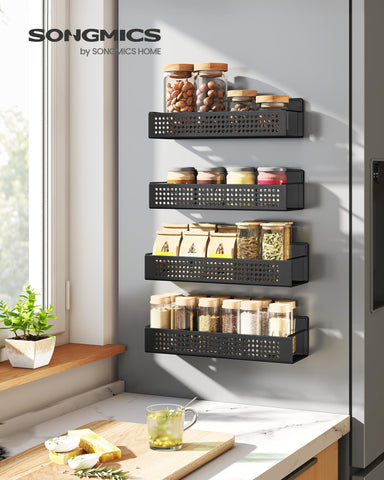 SongMICS compact small shelf on fridge keeps jars organized and visible