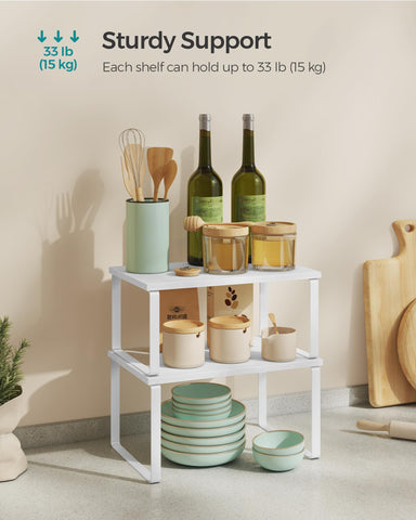 SONGMICS sturdy 33 lb per-shelf capacity supports coffee maker and gadgets