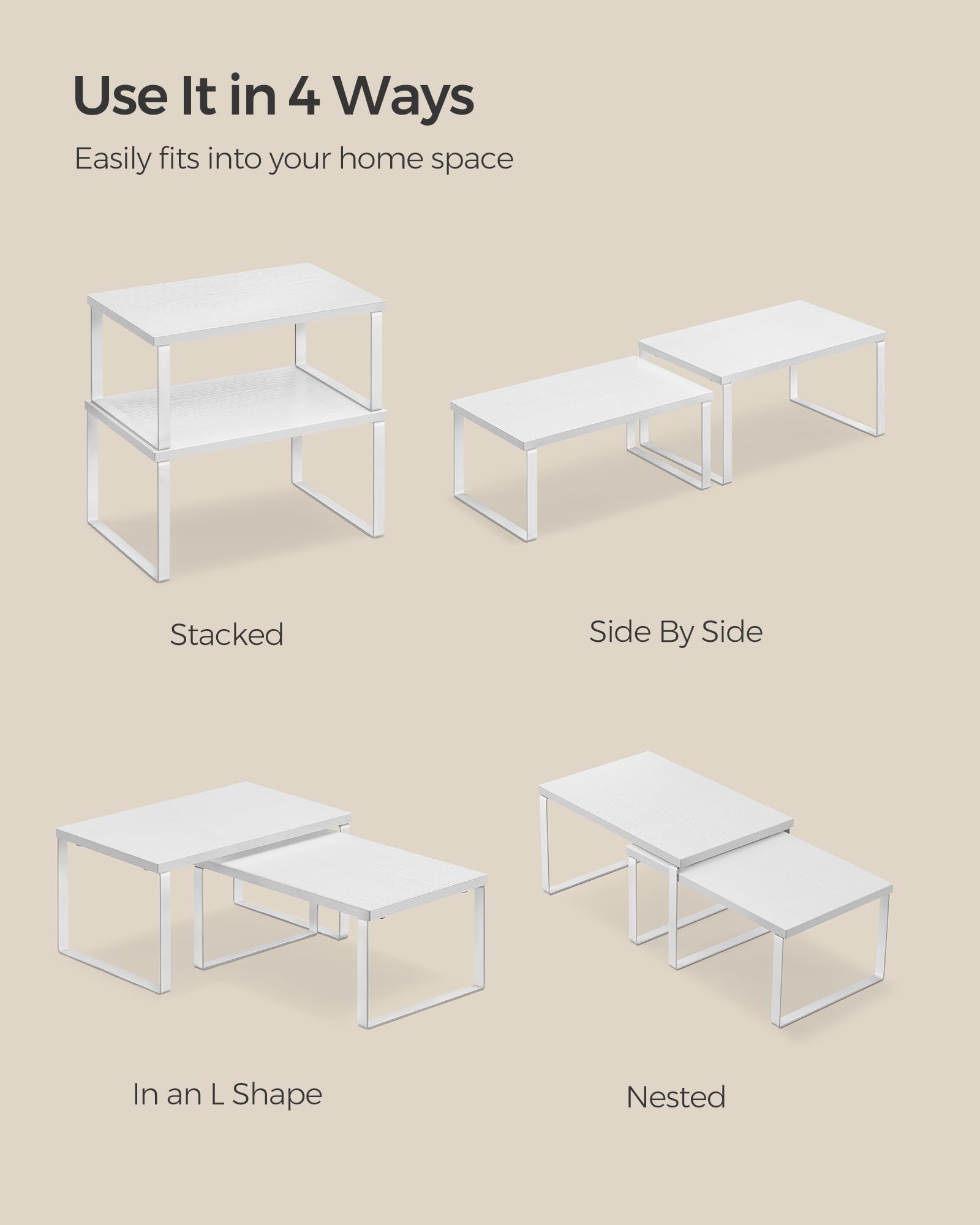 SONGMICS two small and two large shelves enable flexible layouts