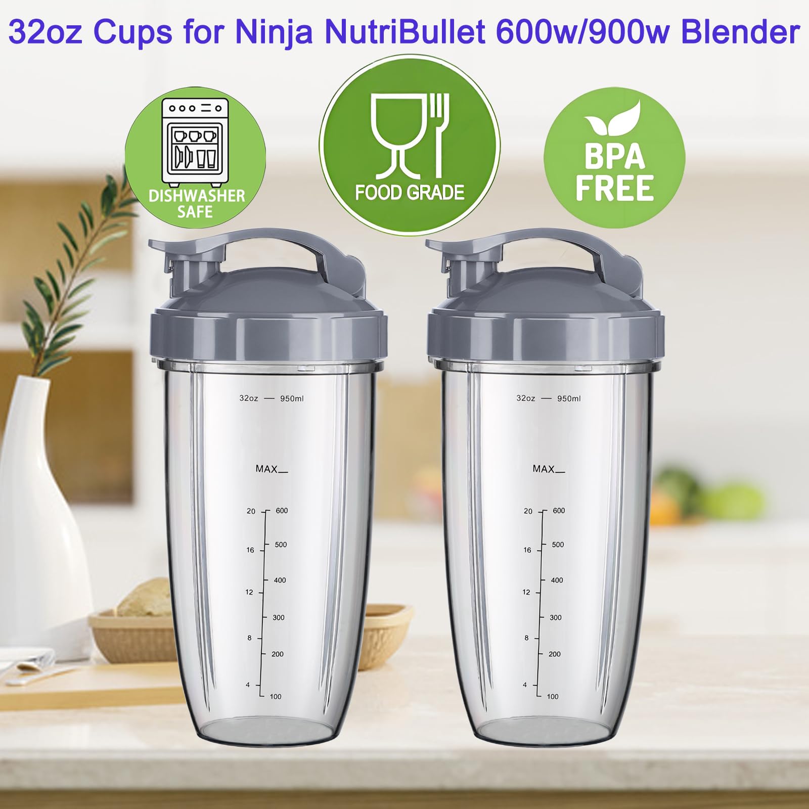 Sonkettek Nutribullet 32oz cup flip-top lid ready for on-the-go drinks