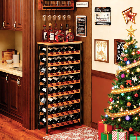 Sonyabecca 48-bottle wine rack front view showing ample storage for organized kitchen.