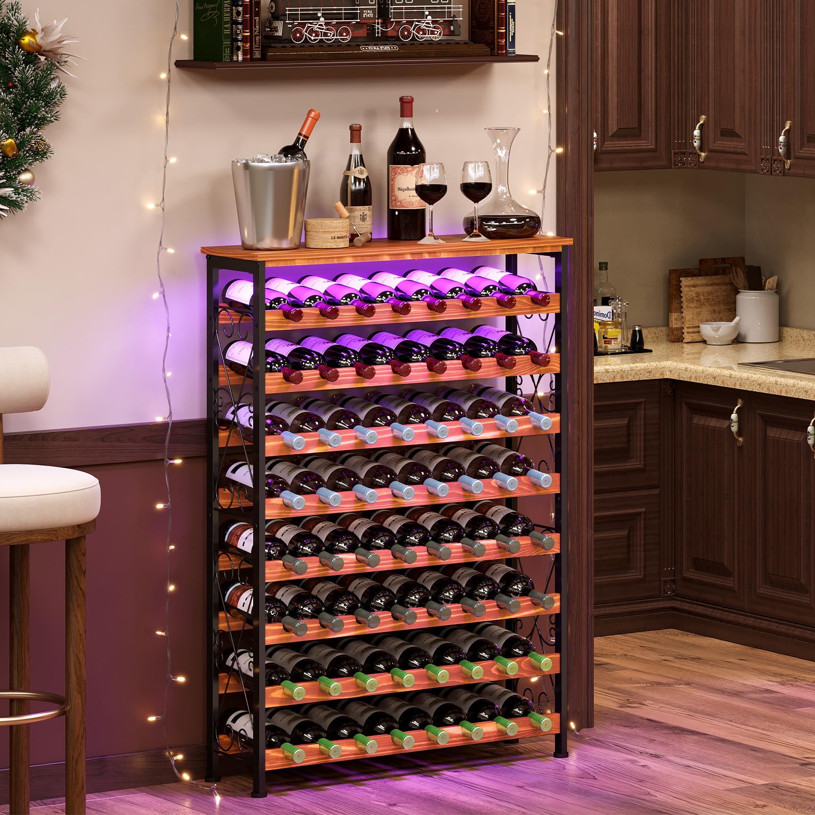 Sonyabecca 64-bottle wine rack with LED display showcases your collection brilliantly.