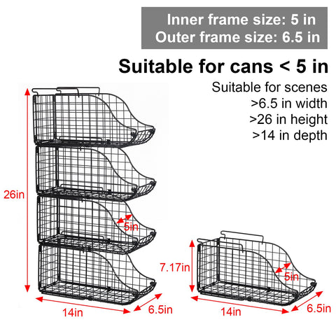 Sonyabecca pantry basket dimensions help fit cans up to five inches.