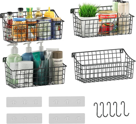 Sonyabecca four-pack hanging wall baskets showing versatile kitchen storage