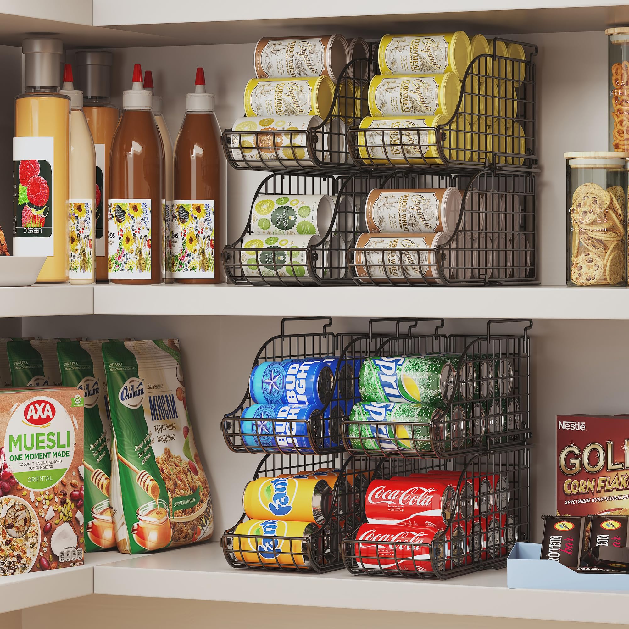Sonyabecca six-pack storage bin set simplifies organizing multiple cans together.