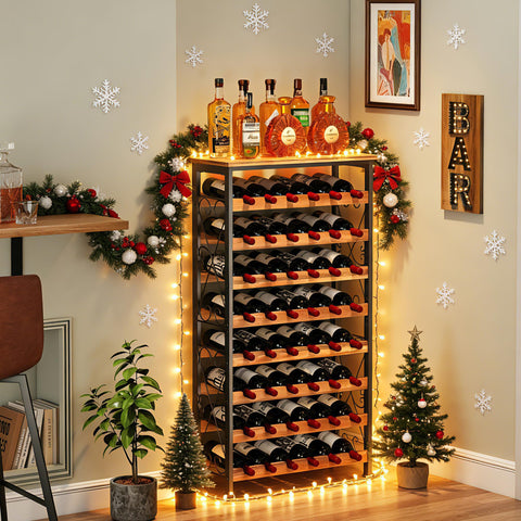 Sonyabecca wine rack close-up of wave board stabilizing bottles on display.