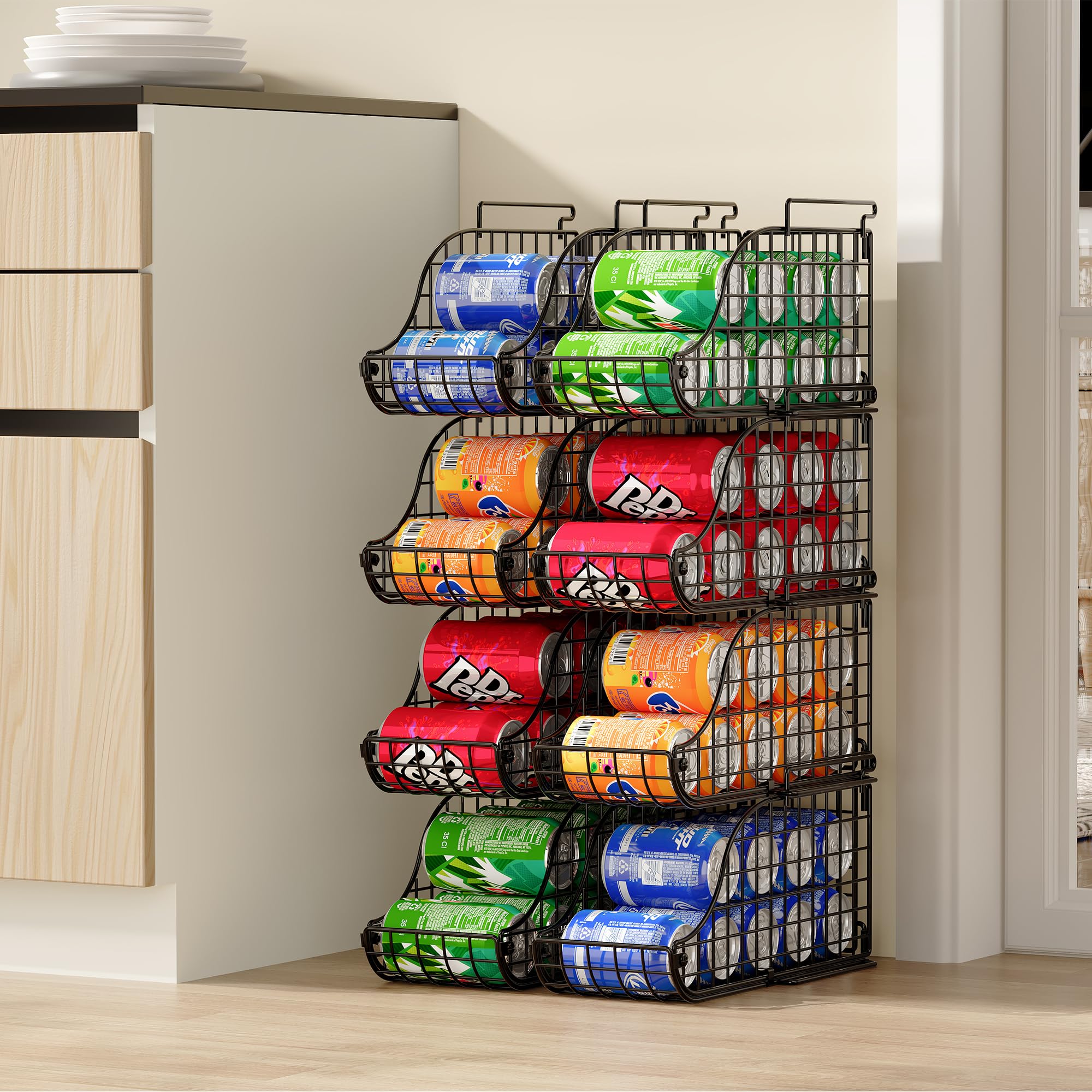 Sonyabecca wire can storage on a shelf for neat pantry.