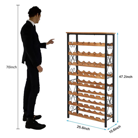 Sonyabecca wood-top wine rack display top shows durable surface for glassware and decor.