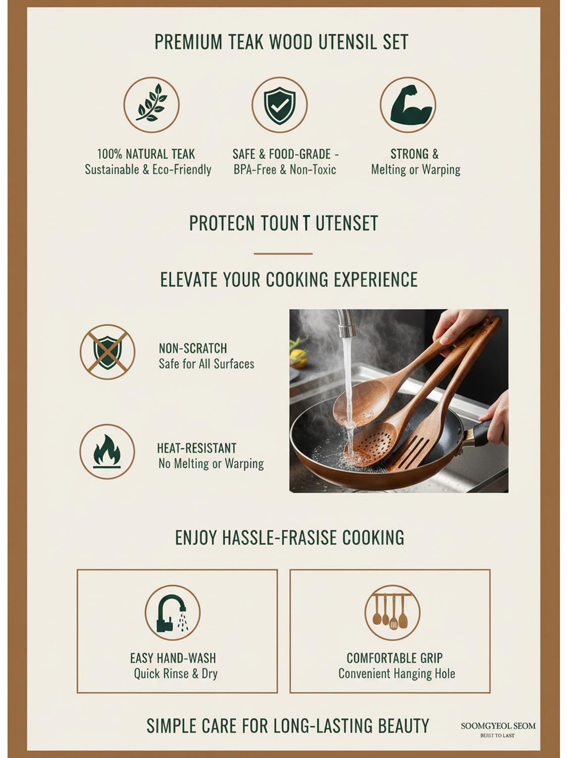 SOOMGYEOL SEOM utensils easy to clean with hand wash and air dry
