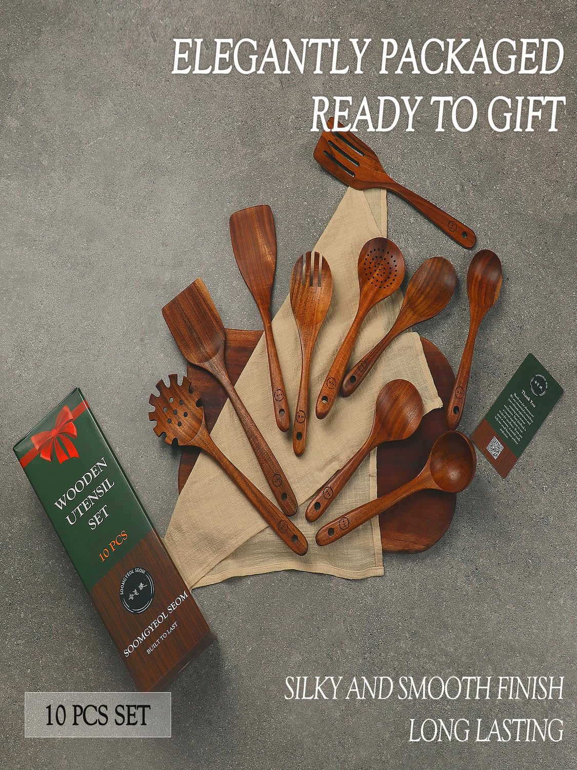 SOOMGYEOL SEOM teak tools resist heat and protect non-stick cookware
