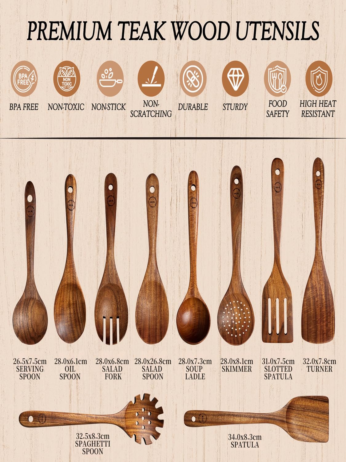 SOOMGYEOL SEOM wooden utensils with ergonomic handles for comfort