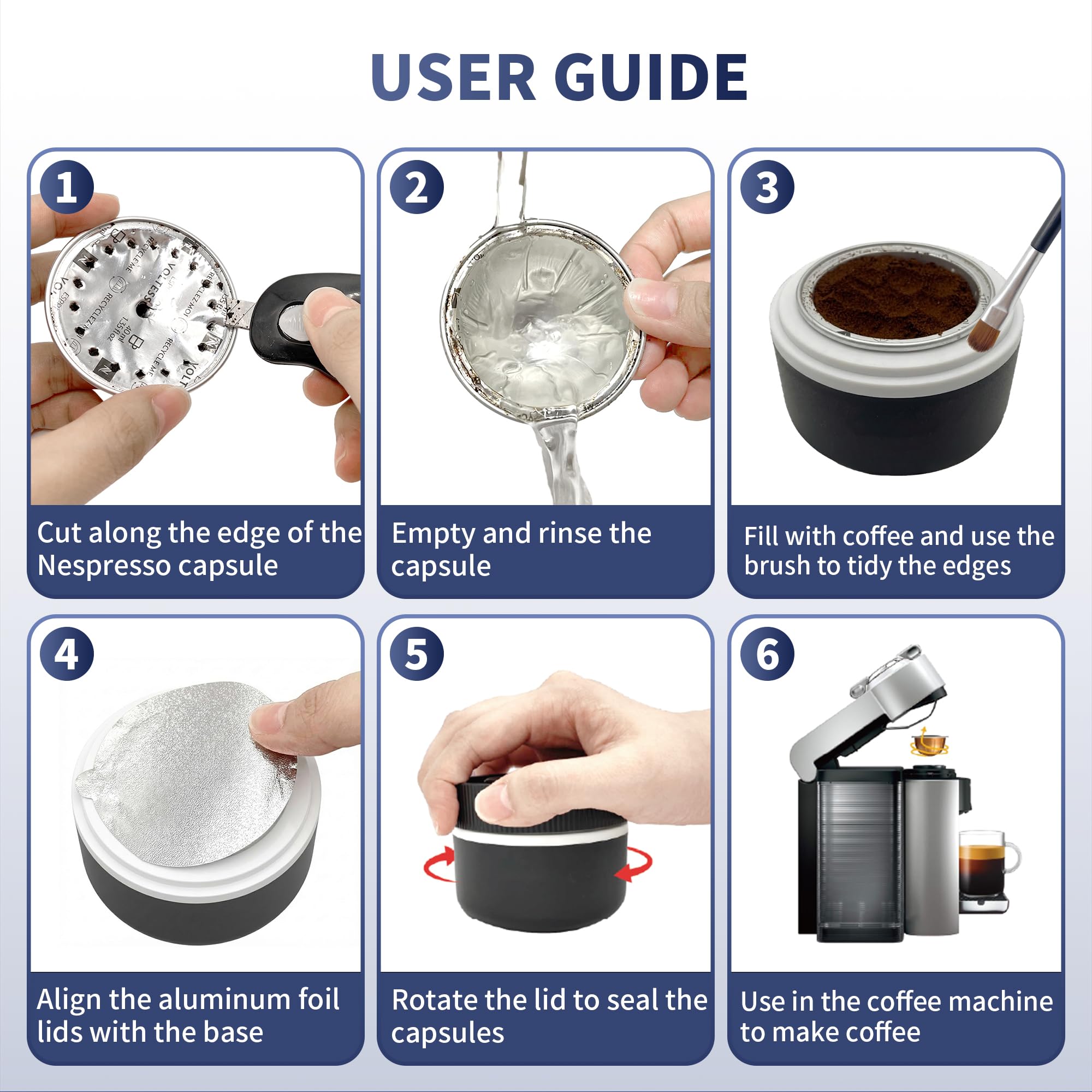 Sootozy coffee scoop for precise filling of reusable Vertuo pods