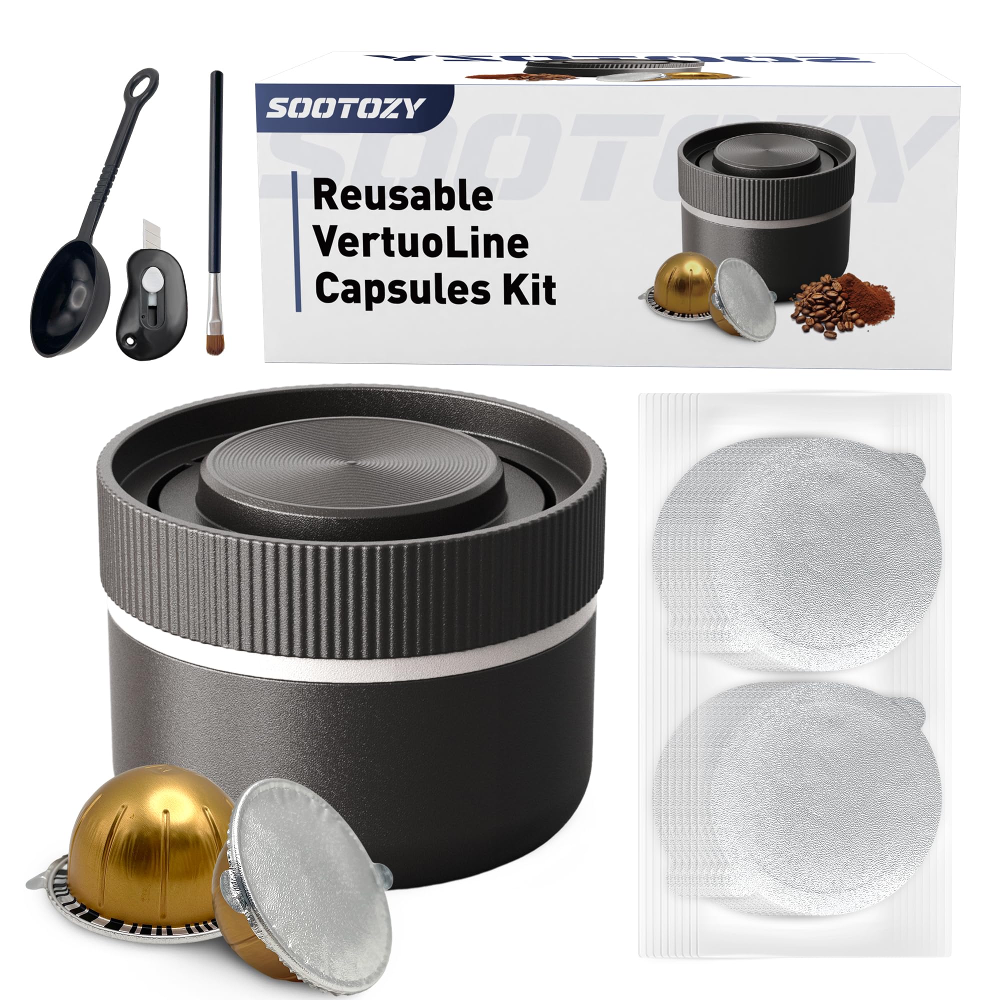 Sootozy reusable pods base for VertuoLine creates clean, consistent capsules